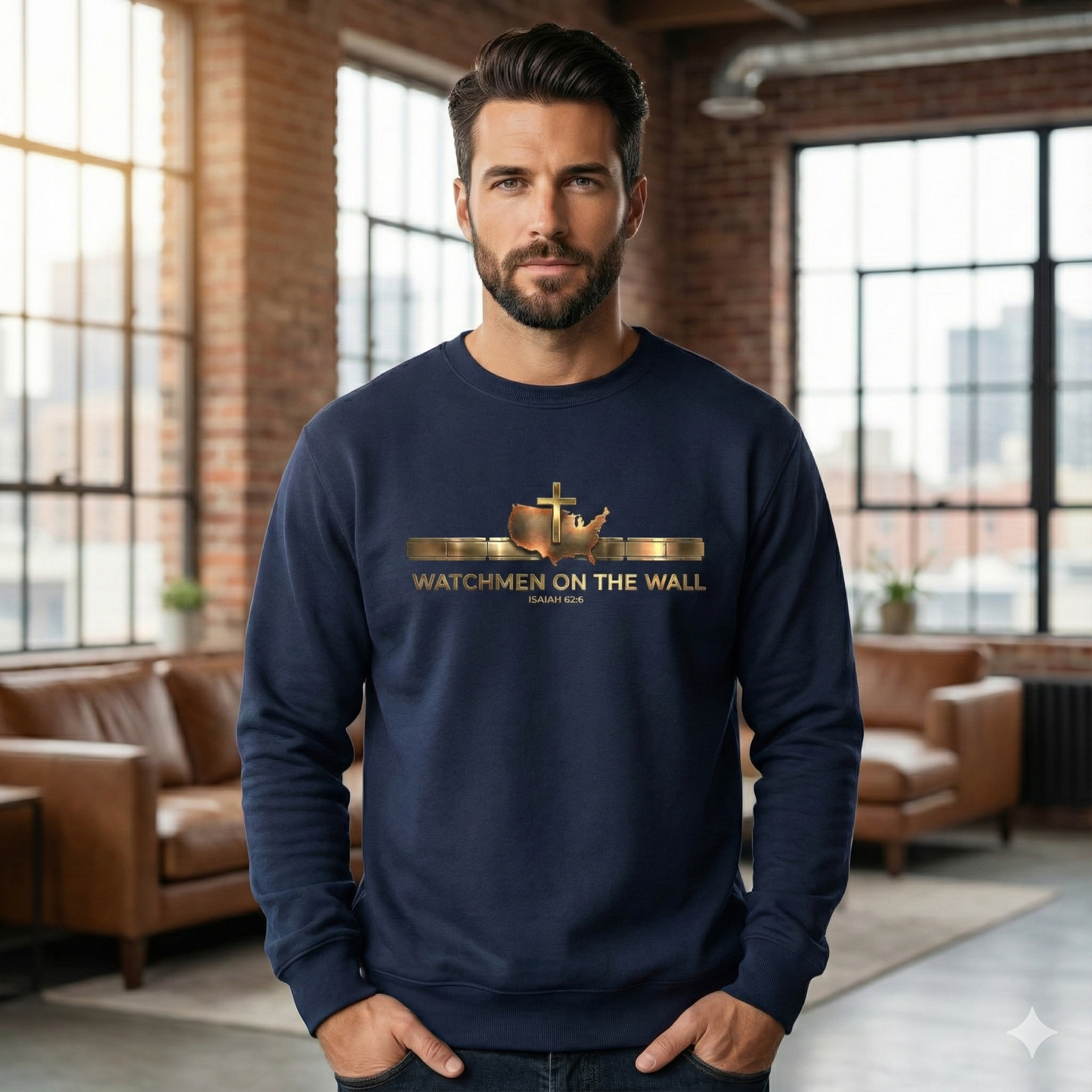 Watchman on the Wall Sweatshirt — Isaiah 62:6 Christian Faith Crewneck