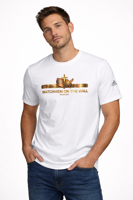 Adidas Sport T-Shirt — Gold Sneaker Graphic "Run With Gold"