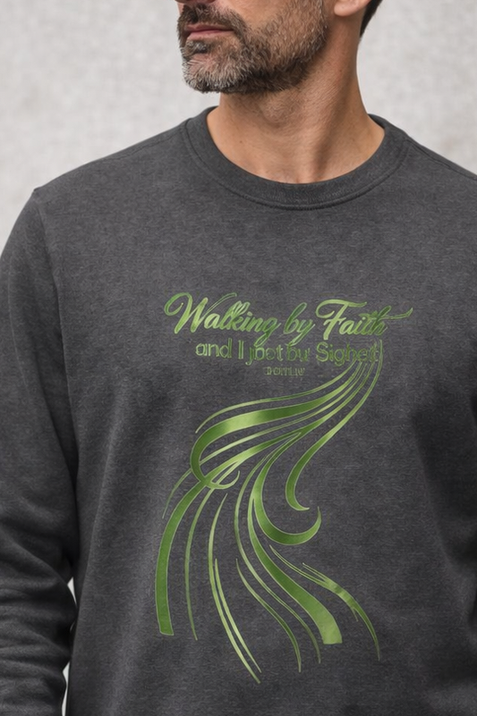 "Walking by Faith and I Just Fell Down" Crewneck Sweatshirt -Addidas