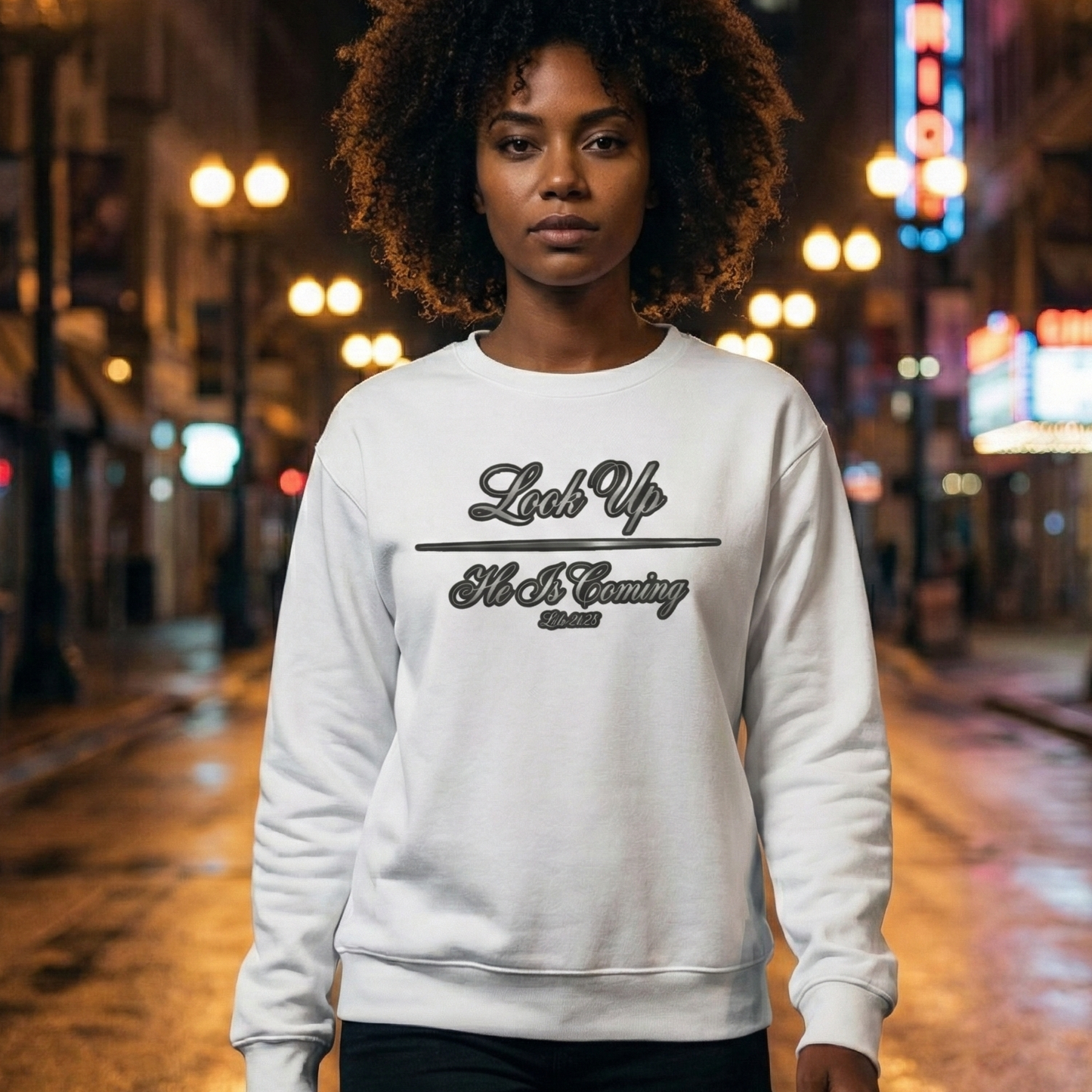 "Look Up" Adidas® Premium Fleece Crewneck |