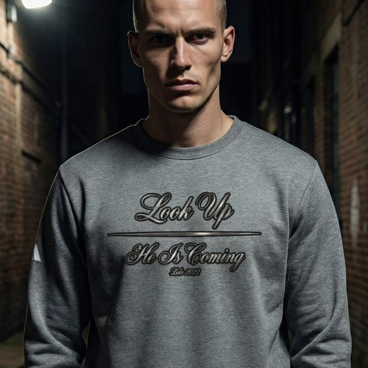 "Look Up" Adidas® Premium Fleece Crewneck |