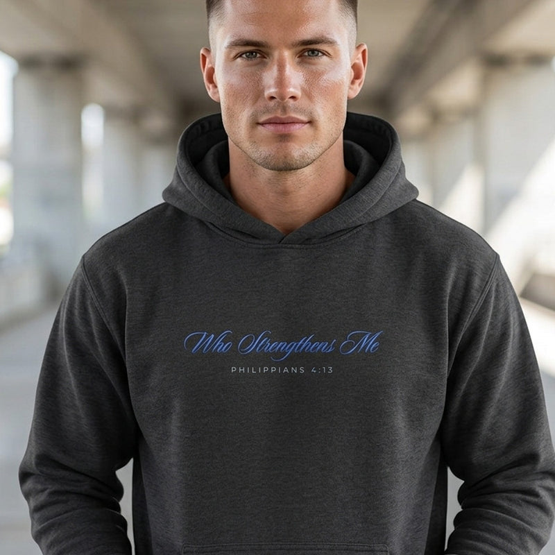 Who Strengthens Me Philippians 4:13 Christian Hoodie - Unisex Faith Apparel, Scripture Graphic, Soft Cotton