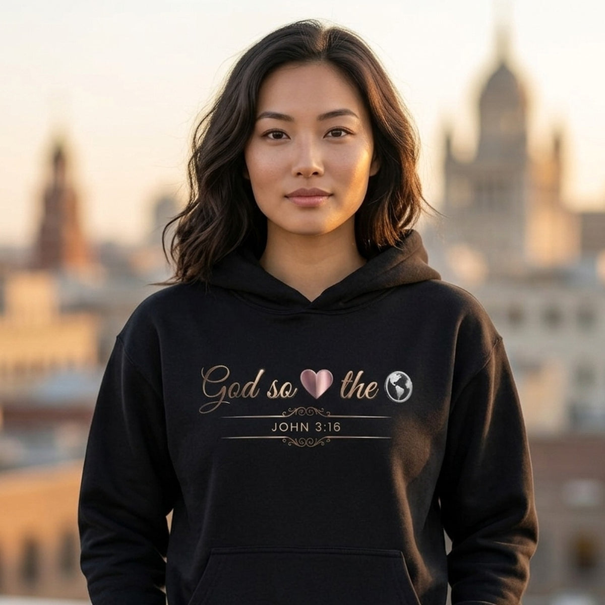 God So Loved The World John 3:16 Christian Pullover Hoodie - Unisex Faith Apparel, Scripture Graphic, Soft Cotton
