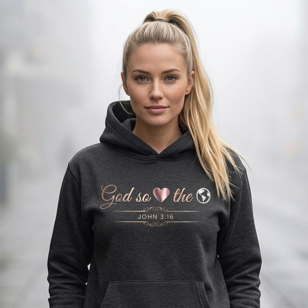 God So Loved The World John 3:16 Christian Pullover Hoodie - Unisex Faith Apparel, Scripture Graphic, Soft Cotton