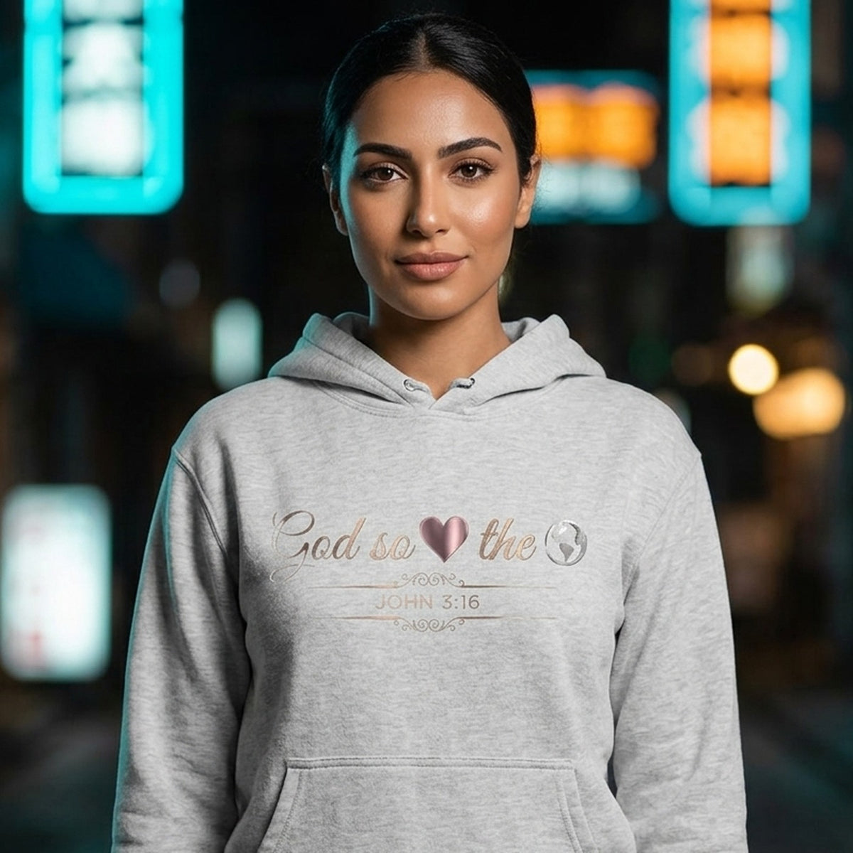 God So Loved The World John 3:16 Christian Pullover Hoodie - Unisex Faith Apparel, Scripture Graphic, Soft Cotton
