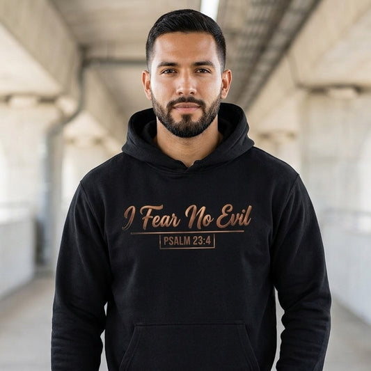 I Fear No Evil Psalm 23:4 Christian Pullover Hoodie - Unisex Faith Apparel, Scripture Graphic, Soft Cotton