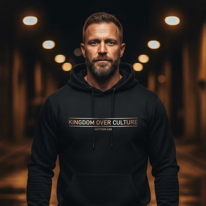 Kingdom Over Culture Matthew 6:33 Christian Pullover Hoodie - Unisex Faith Apparel, Scripture Graphic, Soft Cotton