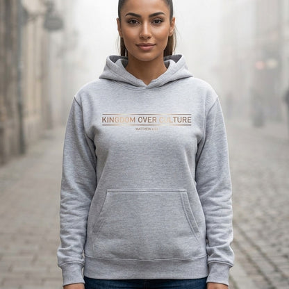 Kingdom Over Culture Matthew 6:33 Christian Pullover Hoodie - Unisex Faith Apparel, Scripture Graphic, Soft Cotton