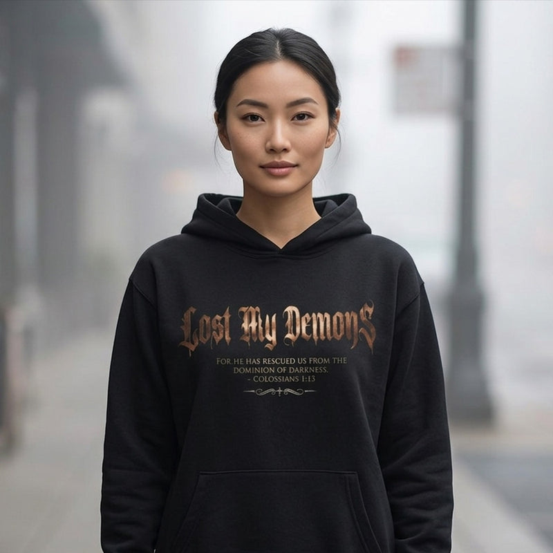 Lost My Demons Colossians 1:13 Christian Pullover Hoodie - Unisex Faith Apparel, Scripture Graphic, Soft Cotton