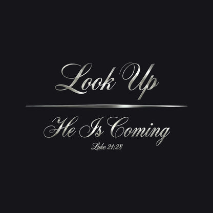 Look Up He Is Coming Luke 21:28 Christian V-Neck T-Shirt - Unisex Faith Apparel, Scripture Graphic, Soft Cotton