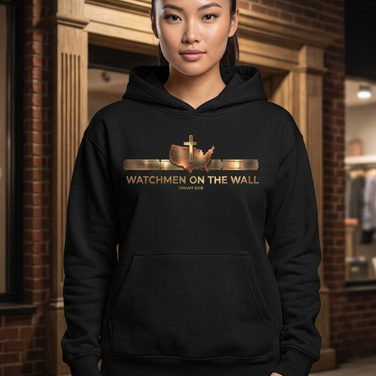 Watchmen on the Wall Isaiah 62:6 Christian Pullover Hoodie - Unisex Faith Apparel, Scripture Graphic, Soft Cotton