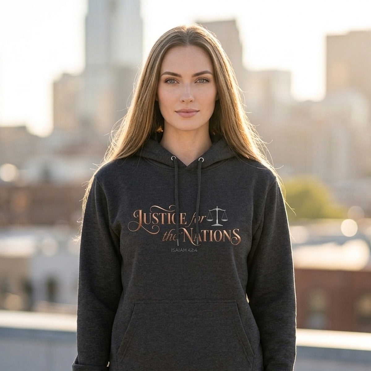 Justice For The Nations Isaiah 42:4 Christian Hoodie - Unisex Faith Apparel, Scripture Graphic, Soft Cotton