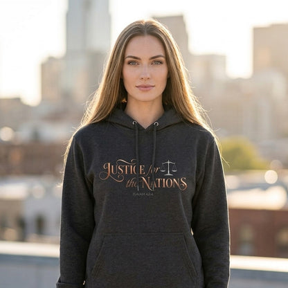 Justice For The Nations Isaiah 42:4 Christian Hoodie - Unisex Faith Apparel, Scripture Graphic, Soft Cotton