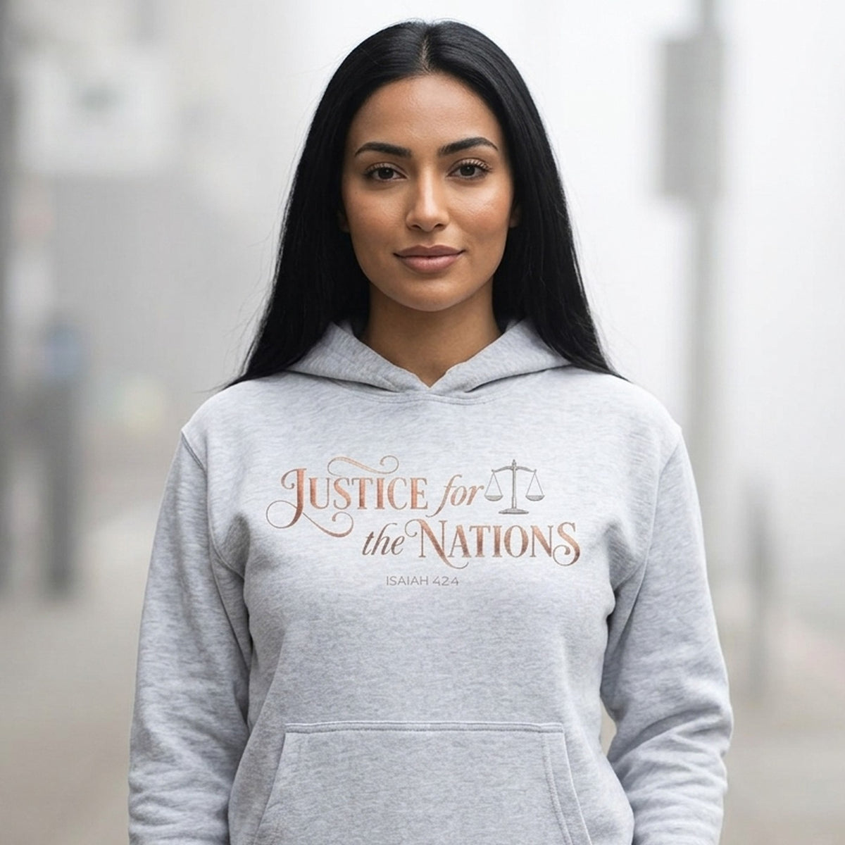 Justice For The Nations Isaiah 42:4 Christian Hoodie - Unisex Faith Apparel, Scripture Graphic, Soft Cotton