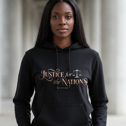 Justice For The Nations Isaiah 42:4 Christian Hoodie - Unisex Faith Apparel, Scripture Graphic, Soft Cotton