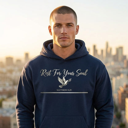 Rest For Your Soul Matthew 11:29 Christian Pullover Hoodie - Unisex Faith Apparel, Scripture Graphic, Soft Cotton