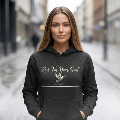 Rest For Your Soul Matthew 11:29 Christian Pullover Hoodie - Unisex Faith Apparel, Scripture Graphic, Soft Cotton
