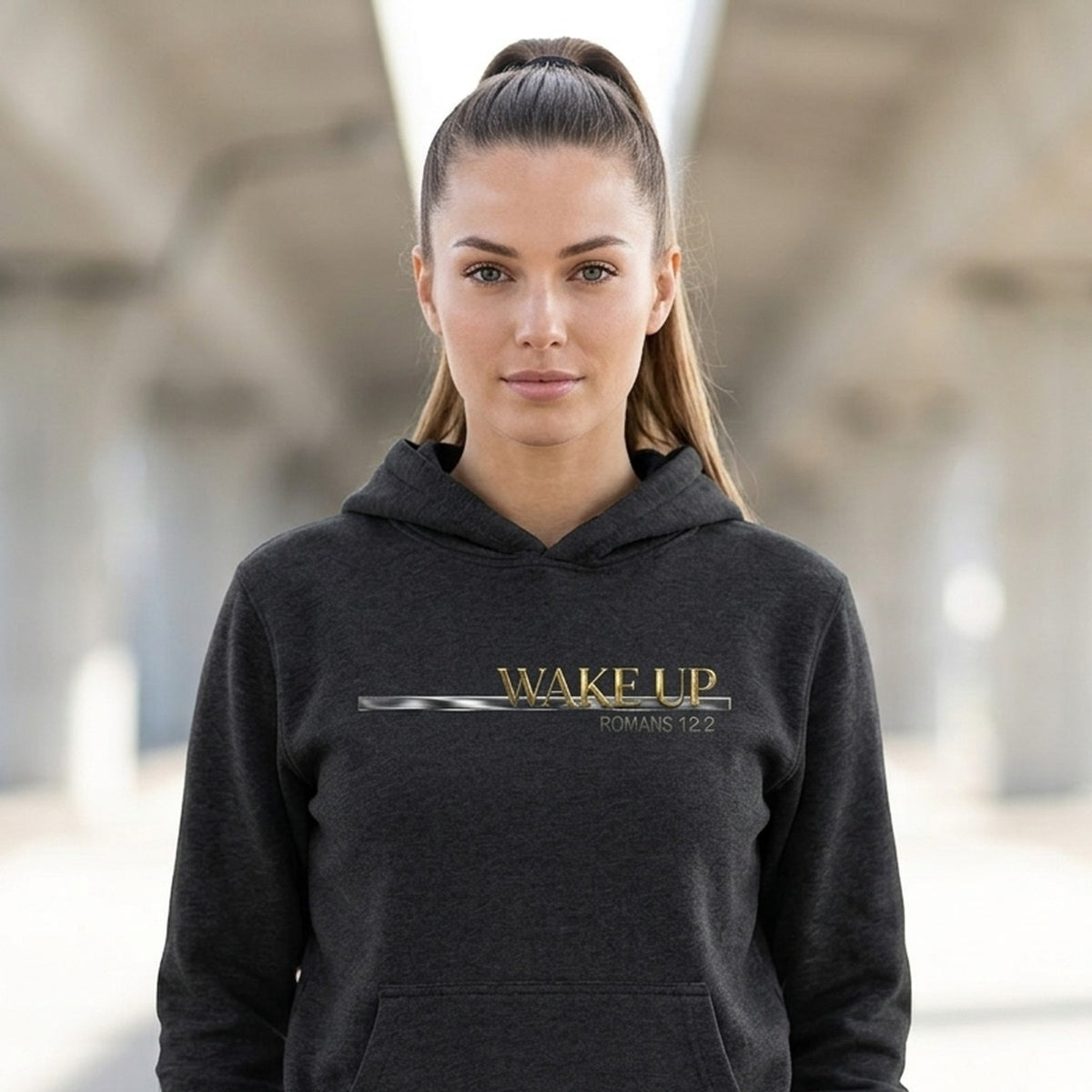 Wake Up Romans 12:2 Christian Pullover Hoodie - Unisex Faith Apparel, Scripture Graphic, Soft Cotton
