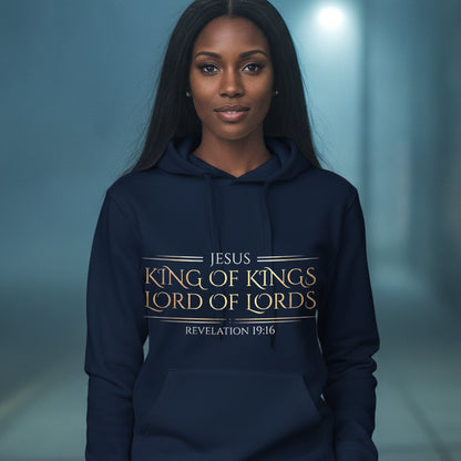 Jesus King of Kings Revelation 19:16 Christian Hoodie - Unisex Faith Apparel, Scripture Graphic, Soft Cotton