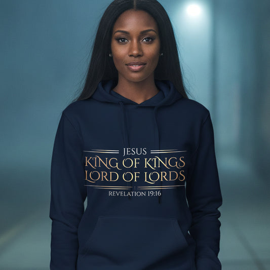 Jesus King of Kings Revelation 19:16 Christian Hoodie - Unisex Faith Apparel, Scripture Graphic, Soft Cotton