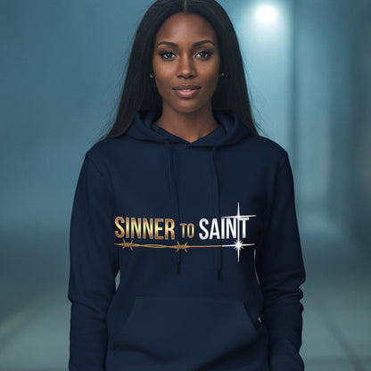 Sinner to Saint Christian Pullover Hoodie - Unisex Faith Apparel, Scripture Graphic, Soft Cotton