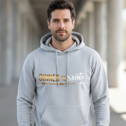 Sinner to Saint Christian Pullover Hoodie - Unisex Faith Apparel, Scripture Graphic, Soft Cotton