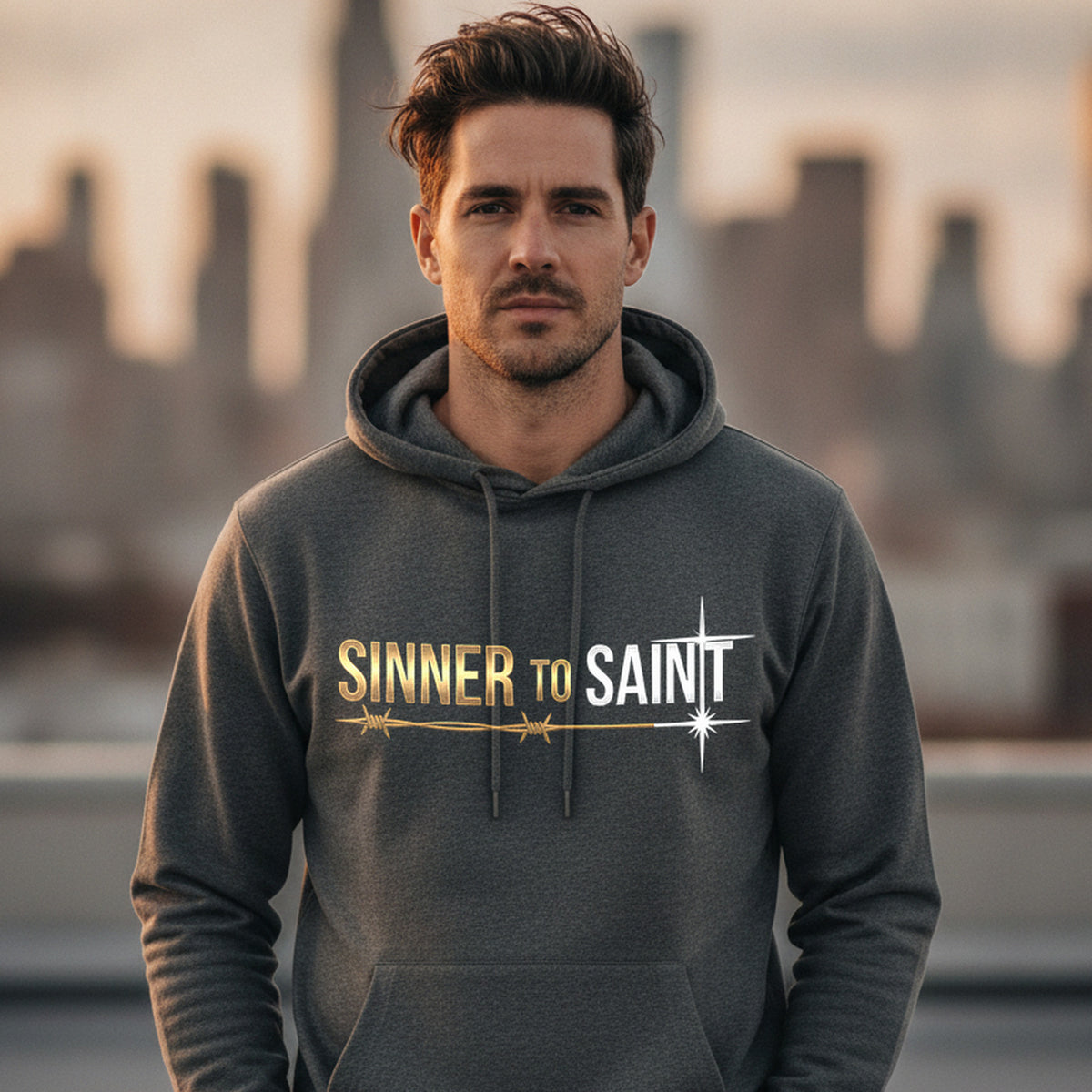 Sinner to Saint Christian Pullover Hoodie - Unisex Faith Apparel, Scripture Graphic, Soft Cotton