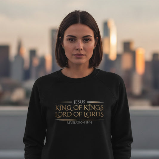 Jesus King of Kings Revelation 19:16 Christian Crewneck - Unisex Faith Apparel, Scripture Graphic, Soft Cotton