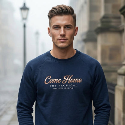 The Prodigal Luke 15:20 Christian Crewneck Sweatshirt - Unisex Faith Apparel, Scripture Graphic, Soft Cotton