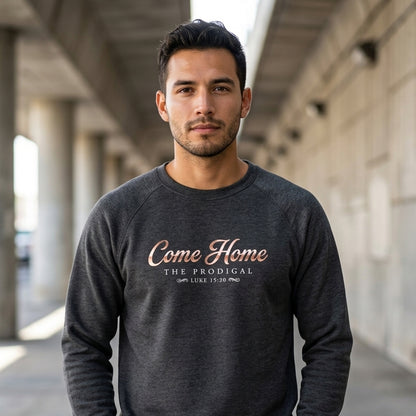 The Prodigal Luke 15:20 Christian Crewneck Sweatshirt - Unisex Faith Apparel, Scripture Graphic, Soft Cotton