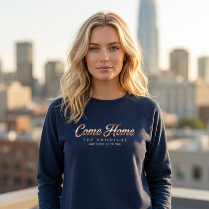 The Prodigal Luke 15:20 Christian Crewneck Sweatshirt - Unisex Faith Apparel, Scripture Graphic, Soft Cotton