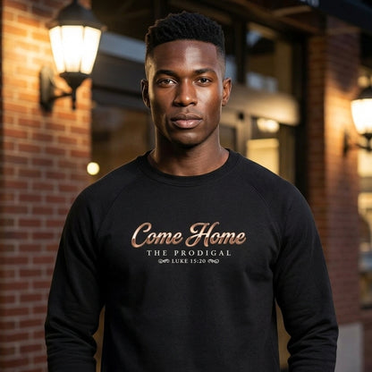 The Prodigal Luke 15:20 Christian Crewneck Sweatshirt - Unisex Faith Apparel, Scripture Graphic, Soft Cotton