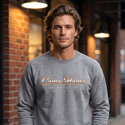 The Prodigal Luke 15:20 Christian Crewneck Sweatshirt - Unisex Faith Apparel, Scripture Graphic, Soft Cotton