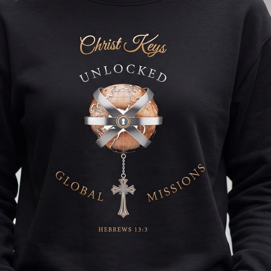 Unlocked Global Missions Hebrews 13:3 Christian Crewneck Sweatshirt - Unisex Faith Apparel, Scripture Graphic