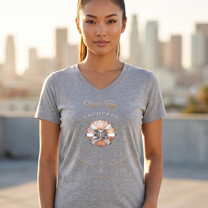Unlocked Global Missions Hebrews 13:3 Christian V-Neck T-Shirt - Unisex Faith Apparel, Scripture Graphic