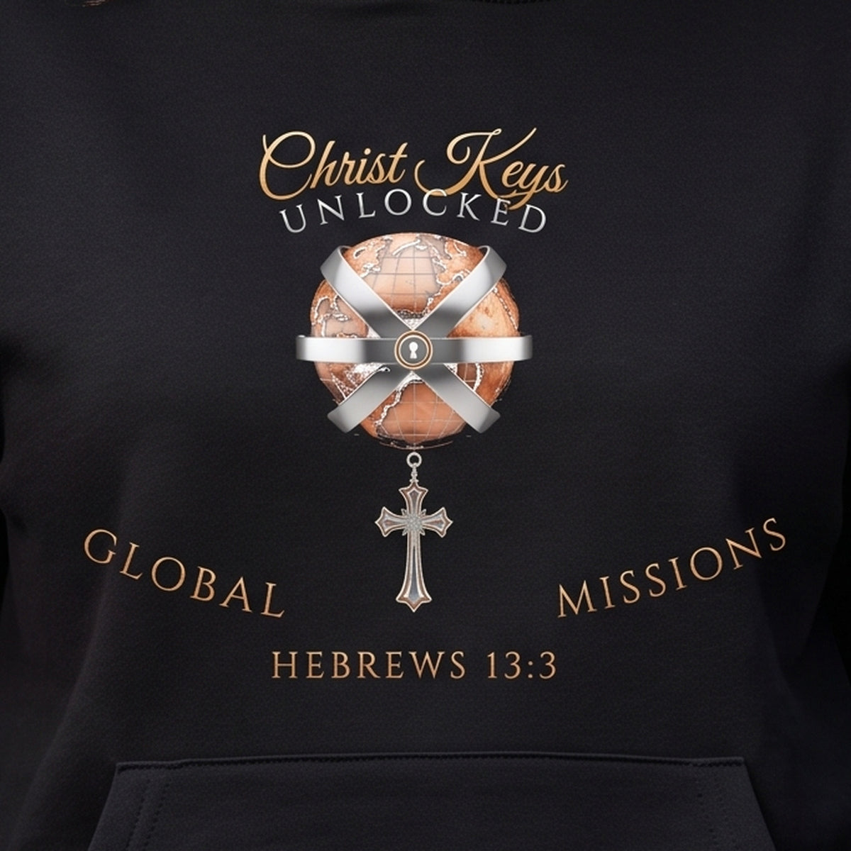 Unlocked Global Missions Hebrews 13:3 Christian Pullover Hoodie - Unisex Faith Apparel, Scripture Graphic
