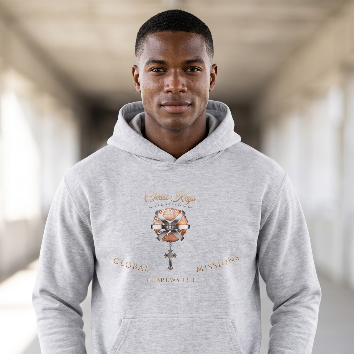 Unlocked Global Missions Hebrews 13:3 Christian Pullover Hoodie - Unisex Faith Apparel, Scripture Graphic