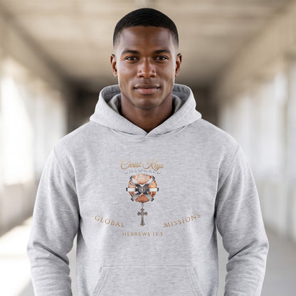 Unlocked Global Missions Hebrews 13:3 Christian Pullover Hoodie - Unisex Faith Apparel, Scripture Graphic