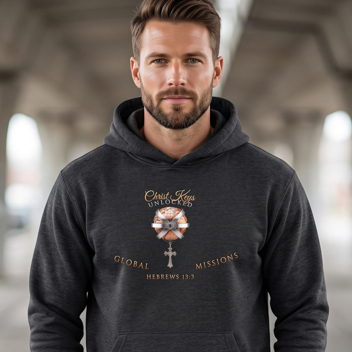 Unlocked Global Missions Hebrews 13:3 Christian Pullover Hoodie - Unisex Faith Apparel, Scripture Graphic