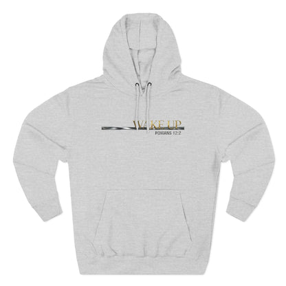 Wake Up Romans 12:2 Christian Pullover Hoodie - Unisex Faith Apparel, Scripture Graphic, Soft Cotton