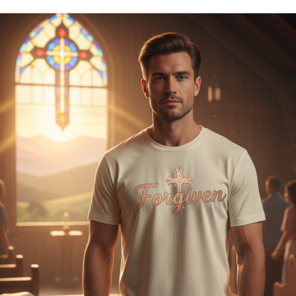 Forgiven Gold Cross T-Shirt | Psalm 103:8 – “The Lord is compassionate and gracious, slow to anger, abounding in love.”