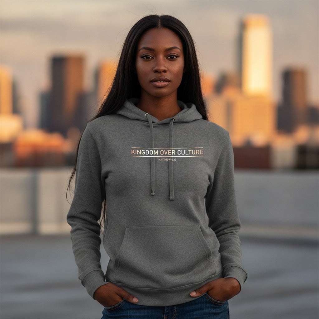 Christ Keys model mockup - Charcoal Heather female