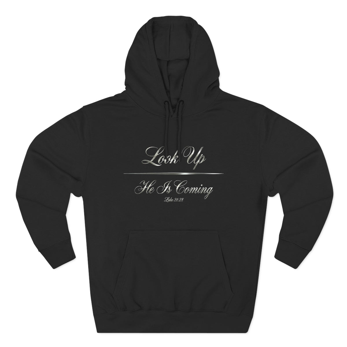 Look Up He Is Coming Luke 21:28 Christian Pullover Hoodie - Unisex Faith Apparel, Scripture Graphic, Soft Cotton