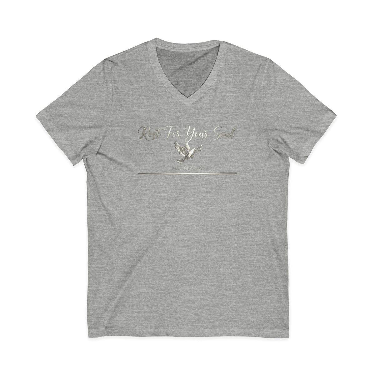 Rest For Your Soul Matthew 11:29 Christian V-Neck T-Shirt - Unisex Faith Apparel, Scripture Graphic, Soft Cotton